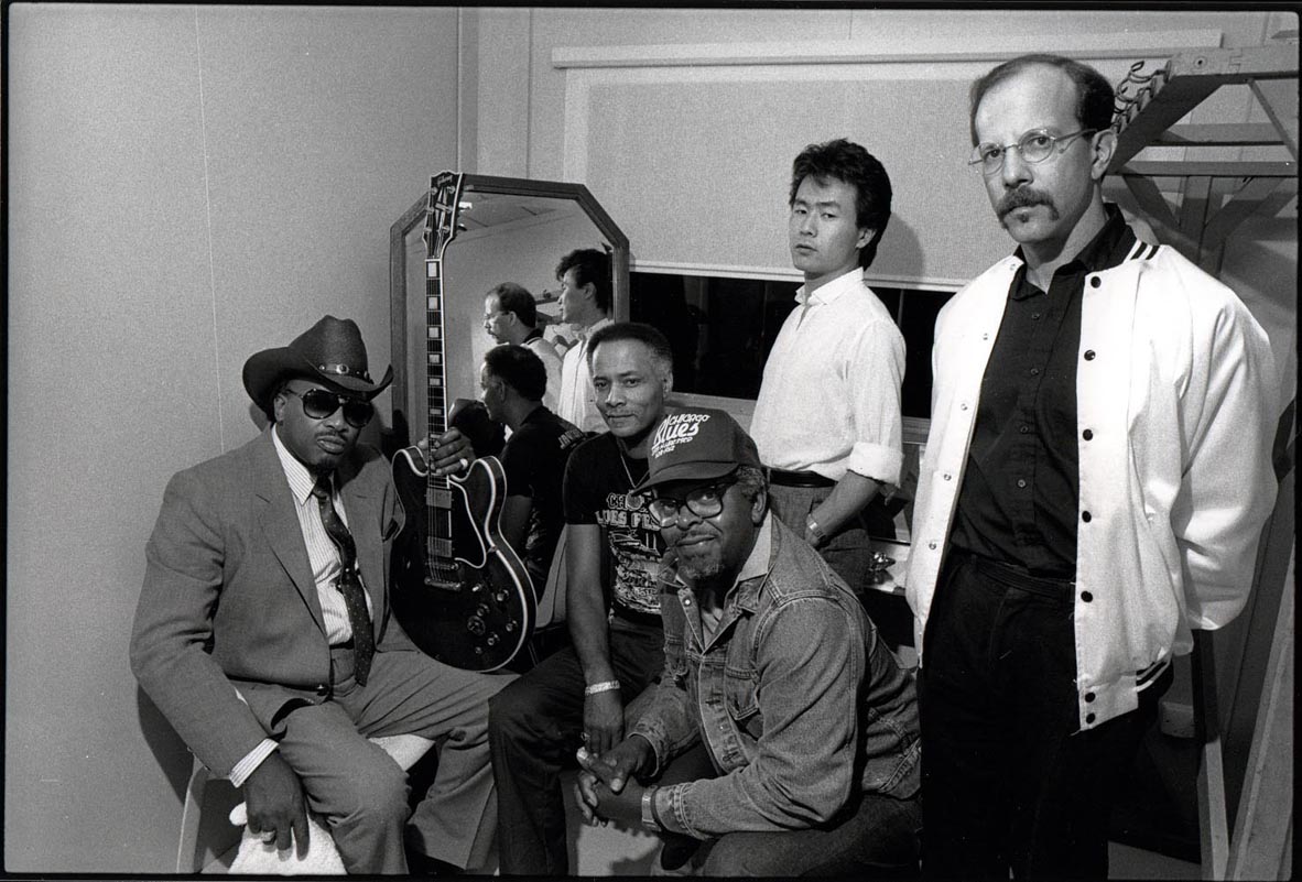 Otis Rush and Band, France, 1988; Otis Rush, Sam Burton, James Wheeler, Sumito Aryoshi, Harlan Terson.