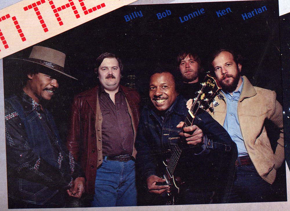 Lonnie Brooks Blues Band, Turn On The Night, 1981; Billy Jackson, Bob Levis, Lonnie Brooks, Ken Saydak, Harlan Terson; Photo by Jim Matusik.