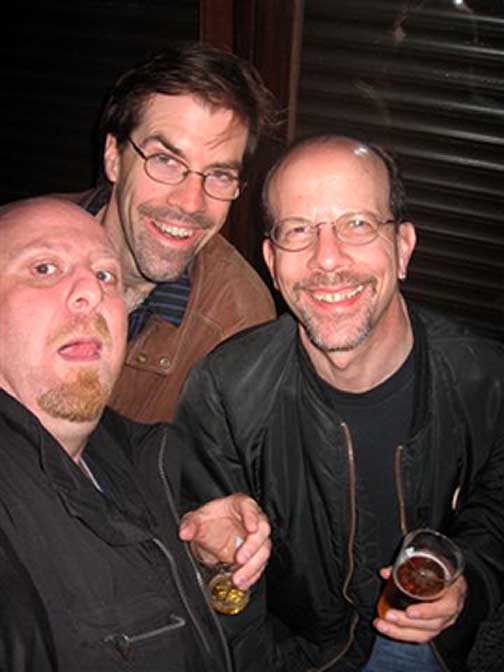 Erkan Ozdemir (The Turkish Tornado), Mike Schlick, Harlan Terson, after hours jam in Dunkirk, France, May 4, 2007