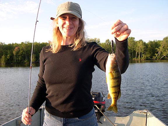 Dr. Kris and her excellent perch, Lake Gogebic, Michigan, 2007